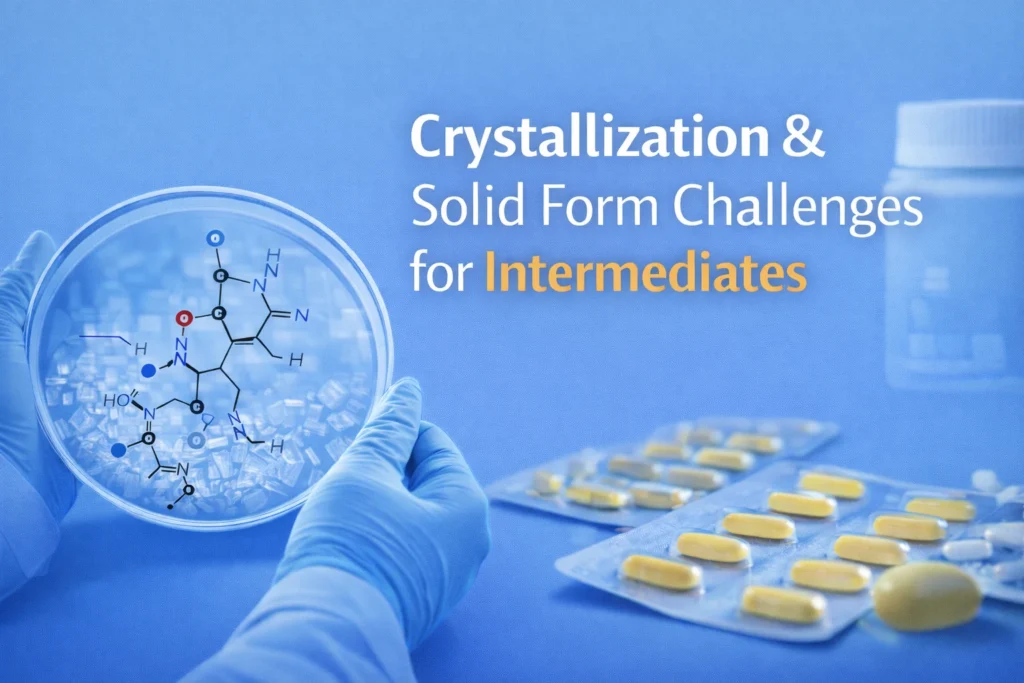 Crystallization and solid form challenges in pharmaceutical intermediates shown through laboratory crystal analysis