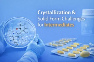 Crystallization and solid form challenges in pharmaceutical intermediates shown through laboratory crystal analysis