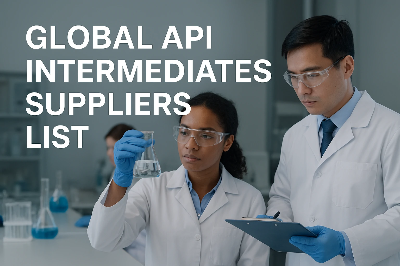 Pharmaceutical laboratory team working on API intermediates analysis and quality control