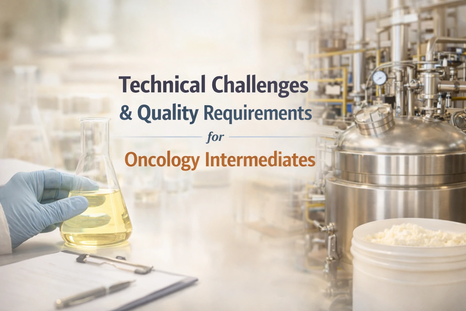 Laboratory and manufacturing view illustrating technical challenges and quality requirements for oncology intermediates production.