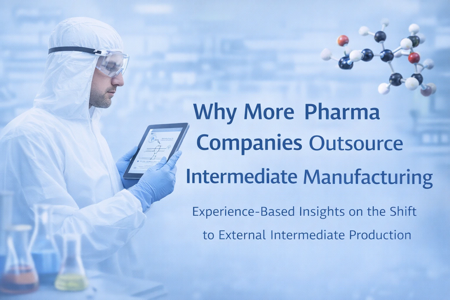 Scientist reviewing pharmaceutical intermediate manufacturing process, illustrating why pharma companies outsource intermediates