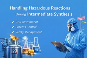 Handling hazardous reactions during intermediate synthesis with reactor safety control and lab risk management