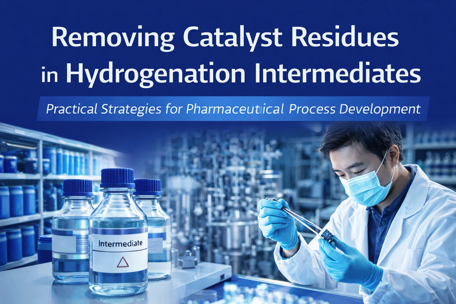 Removing catalyst residues in hydrogenation intermediates during pharmaceutical intermediate manufacturing in a GMP laboratory