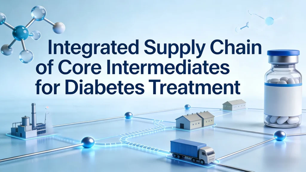 Integrated supply chain visualization showcasing manufacturing, logistics and distribution of core intermediates for diabetes treatment
