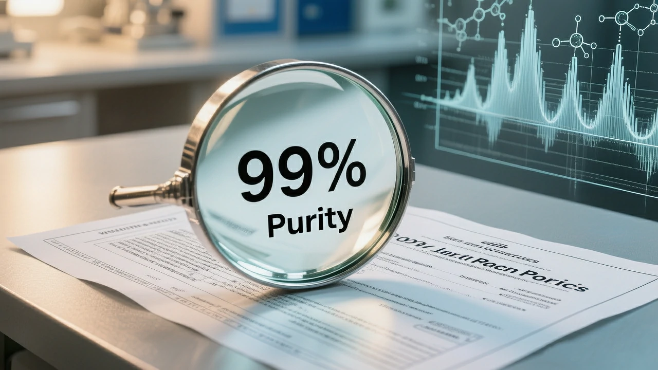 How to Read a COA for Pharmaceutical Intermediates - Featured image showing a Certificate of Analysis document with magnifying glass and lab background