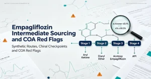 Blog banner Empagliflozin Intermediate Sourcing Buyers Guide, SGLT2 inhibitor chiral purity control, acetoxy empagliflozin α-anomer impurity & Jardiance patent procurement tips