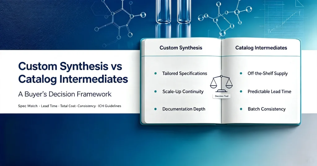 Comparison cover for custom synthesis and catalog pharmaceutical intermediates buyer decision‑making framework