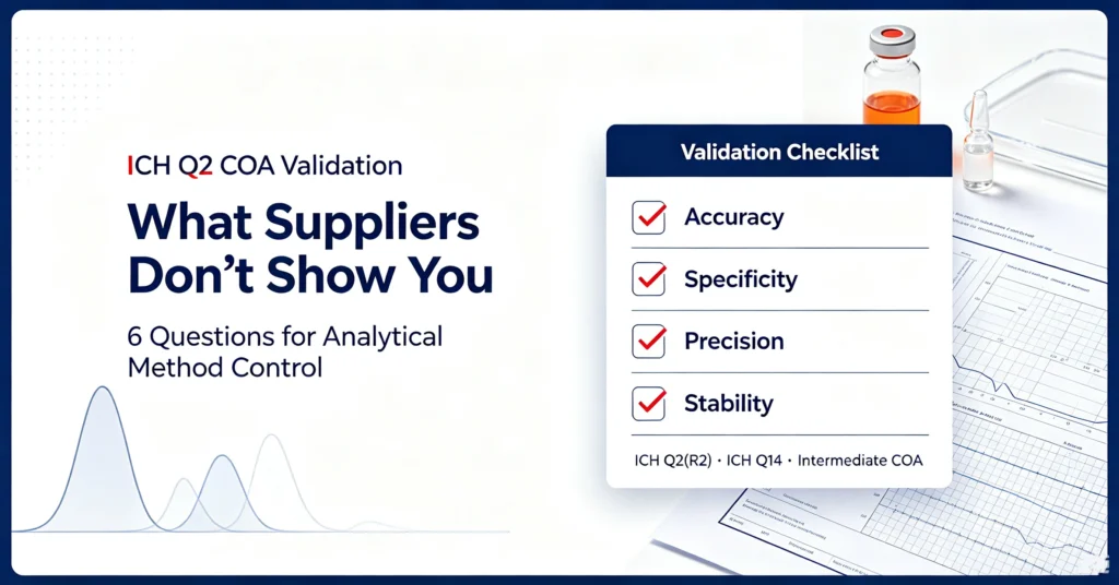 Blog cover for ICH Q2 Analytical Method Validation guide, hidden facts about intermediate COA certificate of analysis pharmaceutical quality control