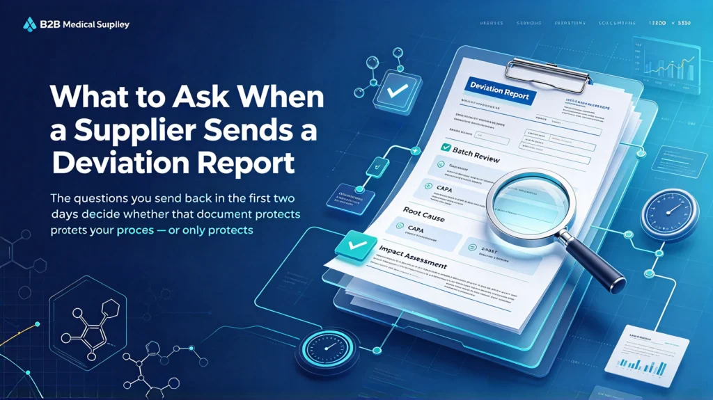Supplier deviation report review checklist, questions to ask chemical and API suppliers when receiving batch deviation report, pharmaceutical quality control