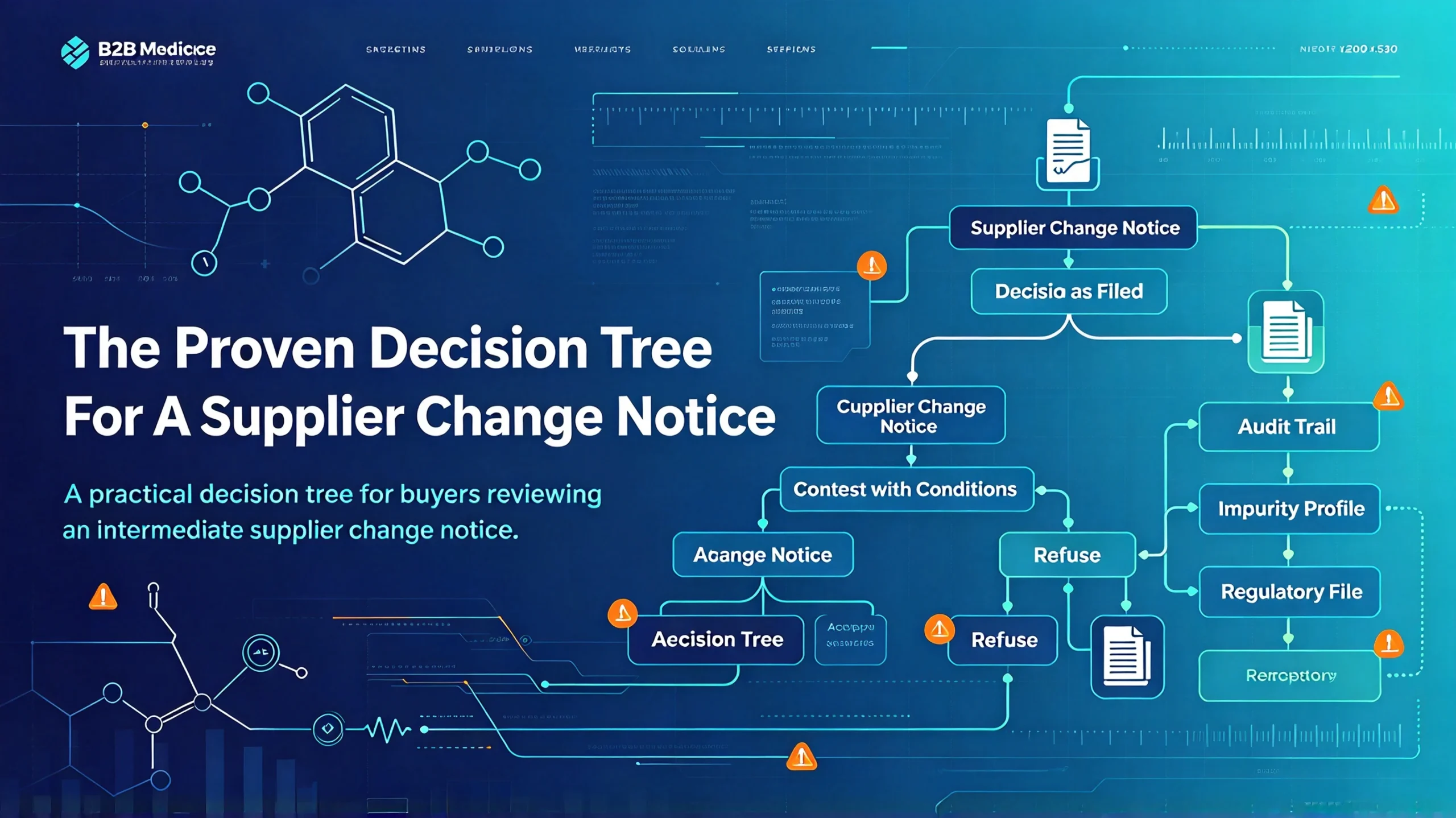 B2B pharmaceutical supply chain blog cover: proven decision tree for buyers handling supplier change notice for API intermediates