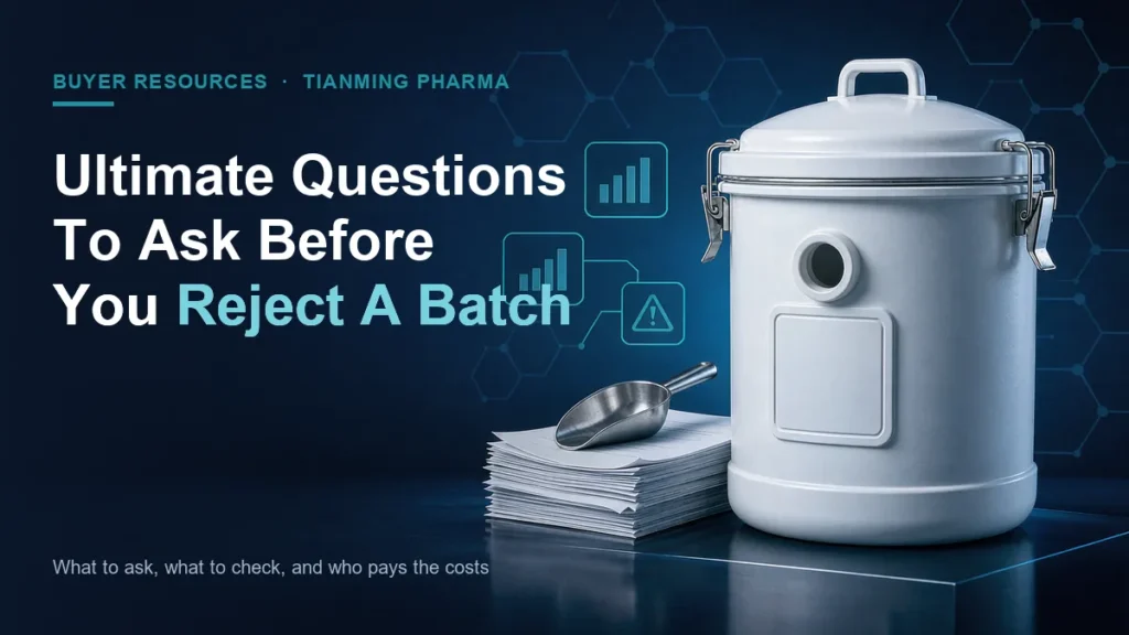 Ultimate questions to ask before you reject a batch of pharmaceutical intermediates — sealed drum, specification documents and buyer checklist